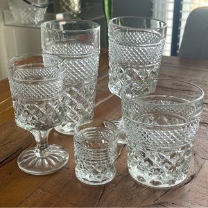 Anchor Hocking Wexford Tumbler Shot Whiskey Water Wine Beverage Glasses 5 Pc Set